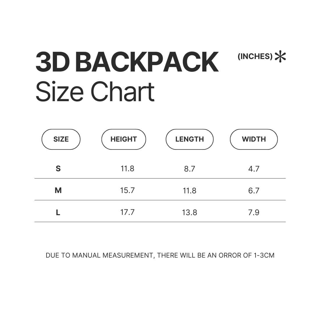 3D Backpack Size Chart - The Eminence In Shadow Store