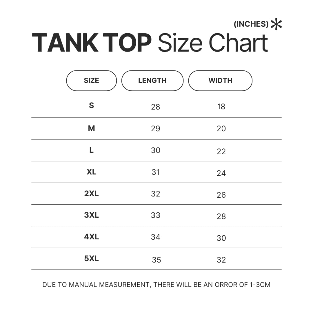 Tank Top Size Chart - The Eminence In Shadow Store